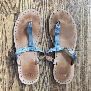 UGG Women’s Bria Metallic silver braided sandals, size 8, great condition